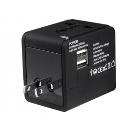 Dual USB Universal World Travel Power Adapter with AU/US/EU/UK Plugs & LED Indicator Light (Black) Dual USB Universal World Travel Power Adapter with AU/US/EU/UK Plugs & LED Indicator Light (Black)