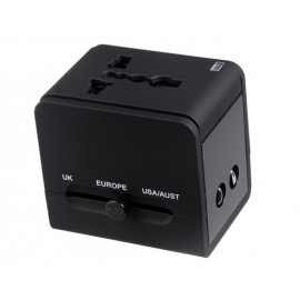 Dual USB Universal World Travel Power Adapter with AU/US/EU/UK Plugs & LED Indicator Light (Black) Dual USB Universal World Travel Power Adapter with AU/US/EU/UK Plugs & LED Indicator Light (Black)