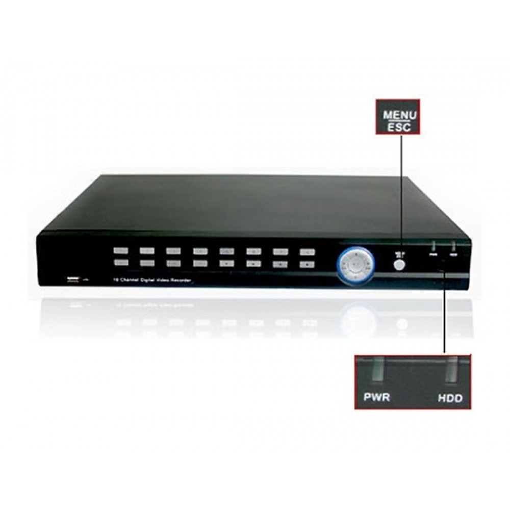 DVR9004 Security 16CH CCTV H.264 Network DVR System 480FPS 16CH Audio (Black)