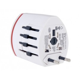 Travel Adapter with Dual USB Interface (White)