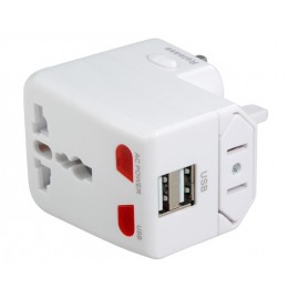 Dual USB Universal World Travel Power Adapter (White) Dual USB Universal World Travel Power Adapter (White)