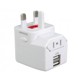 Dual USB Universal World Travel Power Adapter (White) Dual USB Universal World Travel Power Adapter (White)