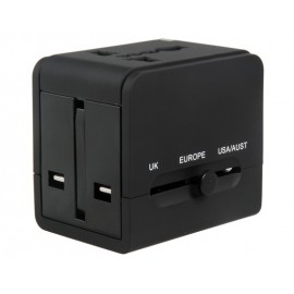 Dual USB Universal World Travel Power Adapter (Bla..