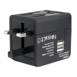 Dual USB Universal World Travel Power Adapter (Black) Dual USB Universal World Travel Power Adapter (Black)