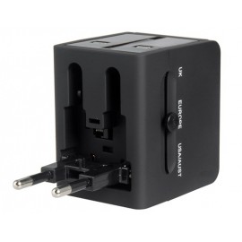 Dual USB Universal World Travel Power Adapter (Black) Dual USB Universal World Travel Power Adapter (Black)