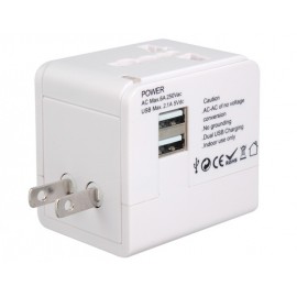 Dual USB Universal World Travel Power Adapter (White) Dual USB Universal World Travel Power Adapter (White)