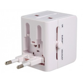 Dual USB Universal World Travel Power Adapter (White) Dual USB Universal World Travel Power Adapter (White)