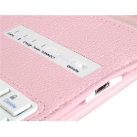Faux Leather Flip Case with Built-in Bluetooth Keyboard for iPad Air (Pink) Faux Leather Flip Case with Built-in Bluetooth Keyboard for iPad Air (Pink)