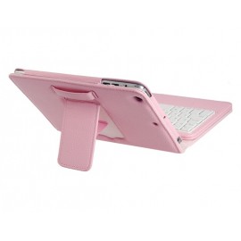 Faux Leather Flip Case with Built-in Bluetooth Keyboard for iPad Mini 3/2/1 (Pink)