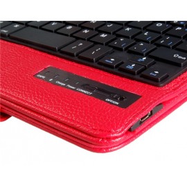 Faux Leather Flip Case with Built-in Bluetooth Keyboard for iPad Mini 3/2/1 (Red)
